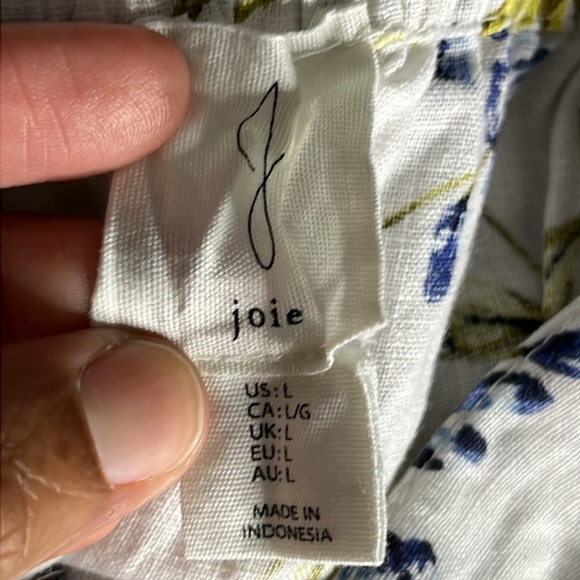 JOIE Women’s Floral Linen Wide Leg Pull On Pants Size L - Picture 7 of 7